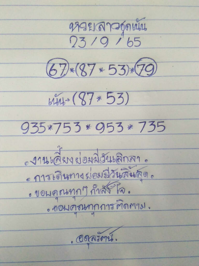 แนวทางหวยลาว 23/9/65 ชุดที่ 1