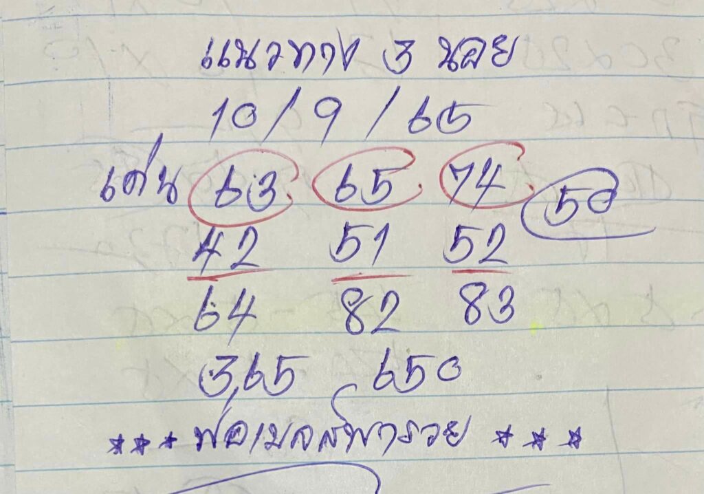 แนวทางหวยฮานอย 10/9/65 ชุดที่ 6