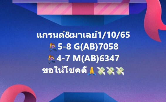 หวยมาเลย์วันนี้ 1/10/65 ชุดที่ 10