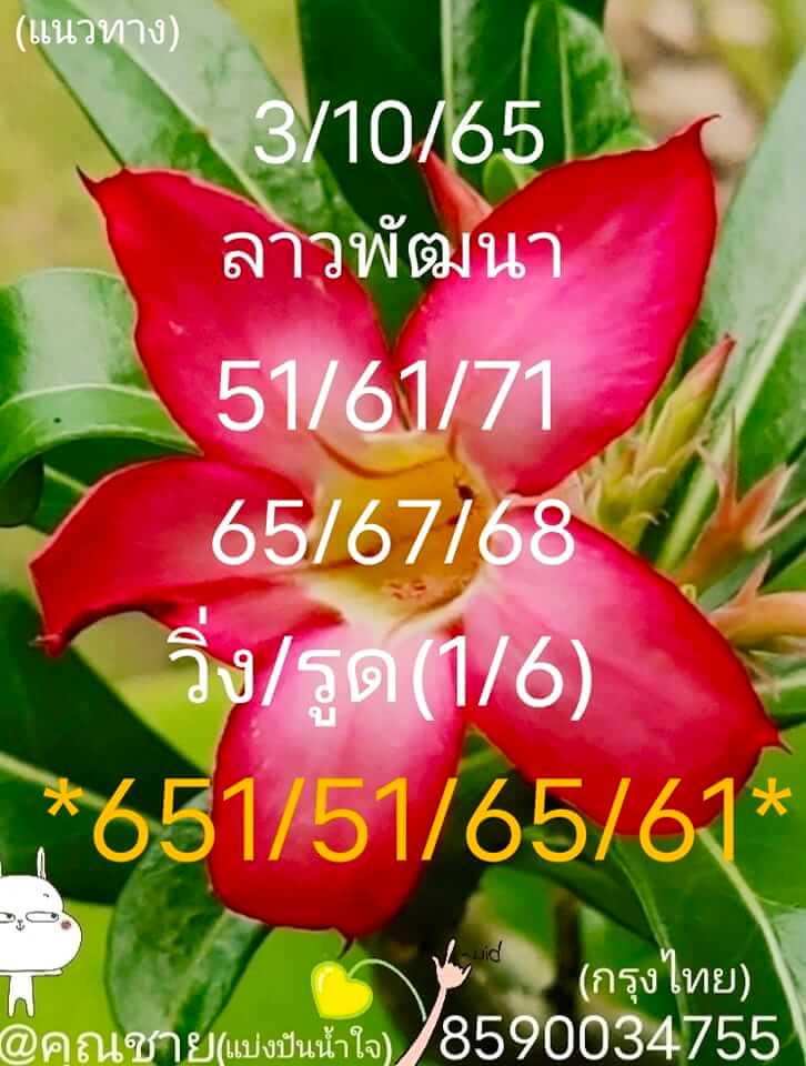 แนวทางหวยลาว 3/10/65 ชุดที่ 1