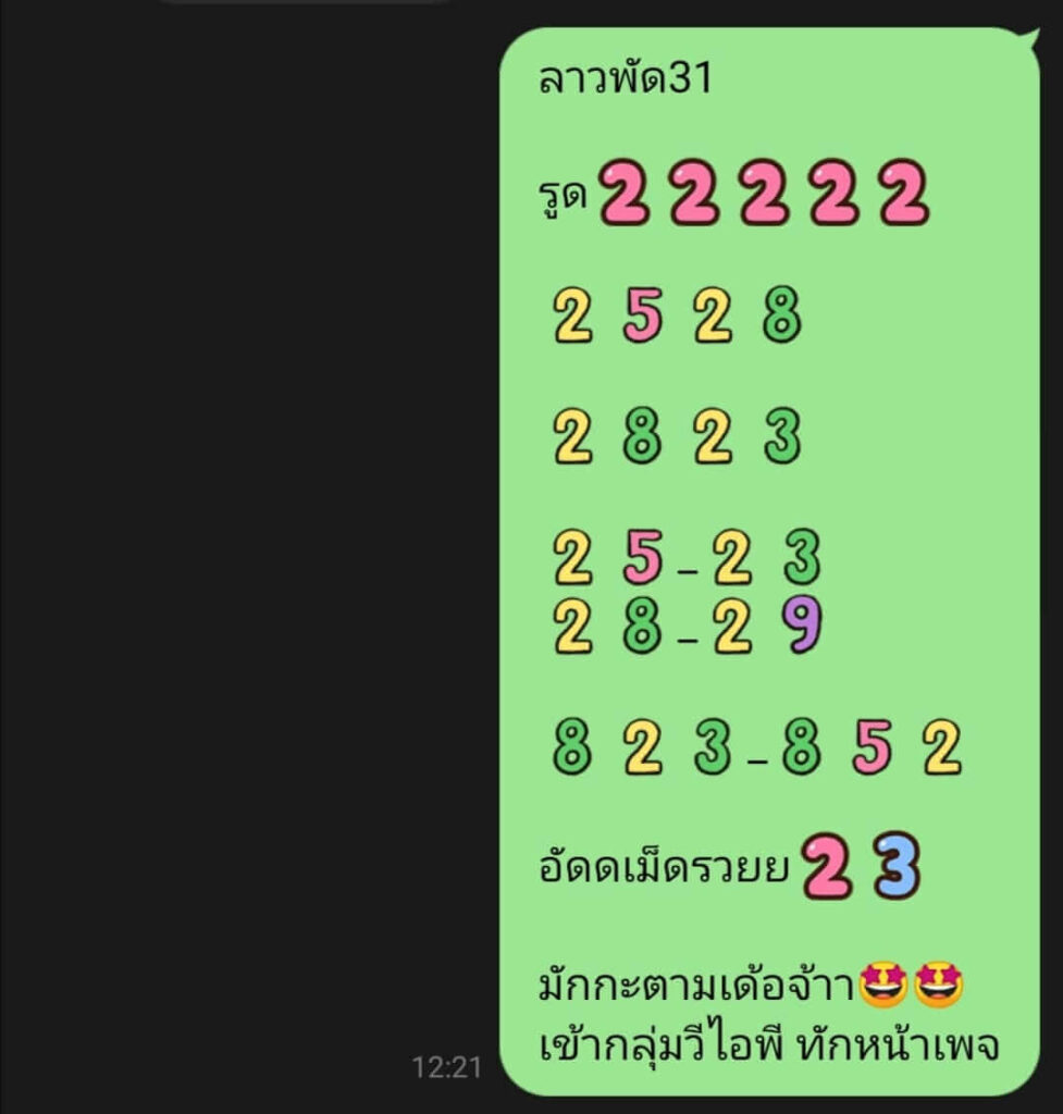 แนวทางหวยลาว 31/10/65 ชุดที่ 6