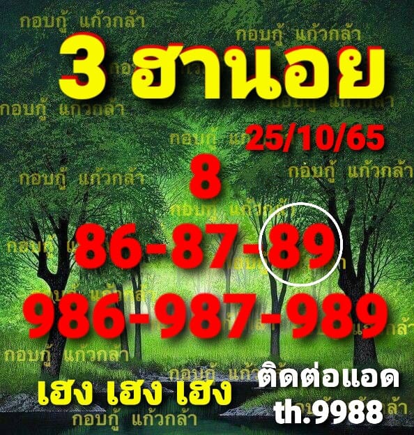 แนวทางหวยฮานอย 25/10/65 ชุดที่ 6