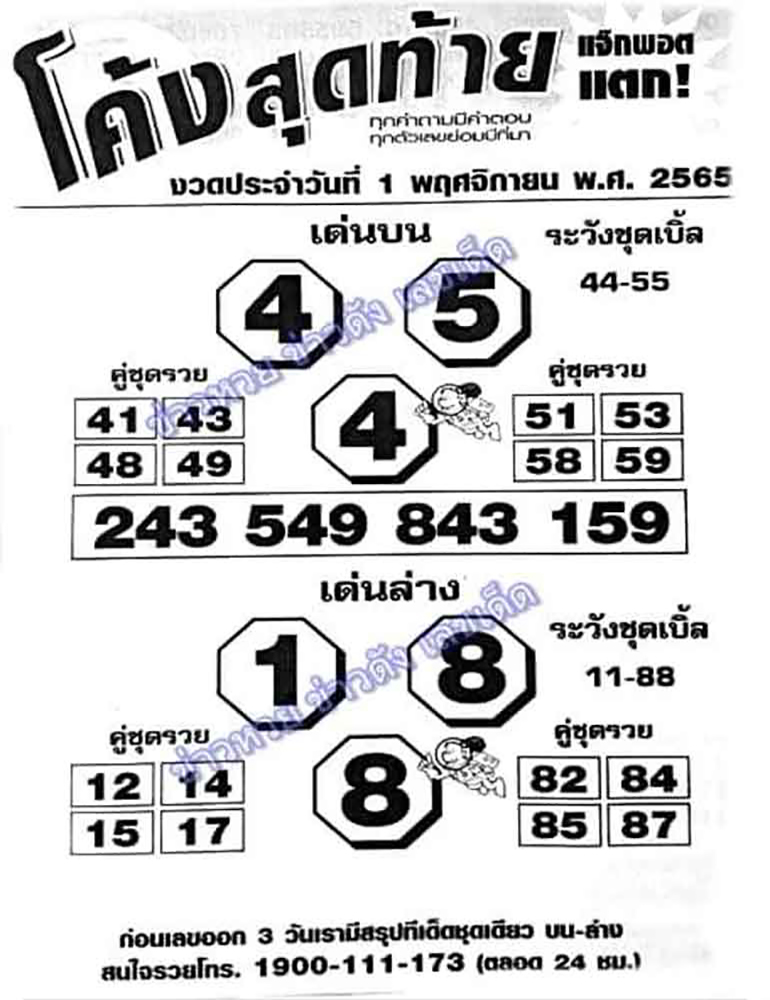 หวยโค้งสุดท้าย 1/11/65