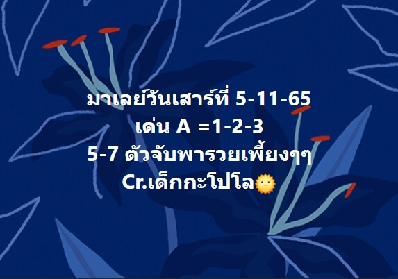 หวยมาเลย์วันนี้ 5/11/65 ชุดที่ 1