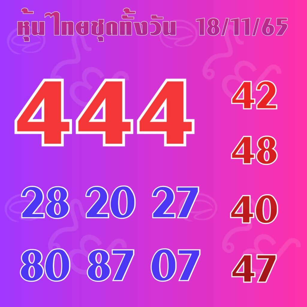 หวยหุ้นวันนี้ 18/11/65 ชุดที่ 1