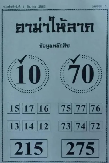 หวยอามาให้ลาภ 1/12/65