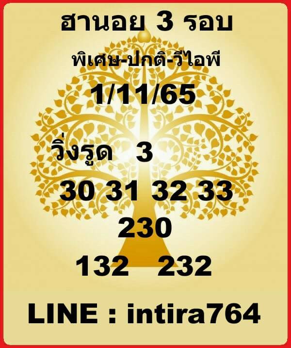 แนวทางหวยฮานอย 1/11/65 ชุดที่ 3