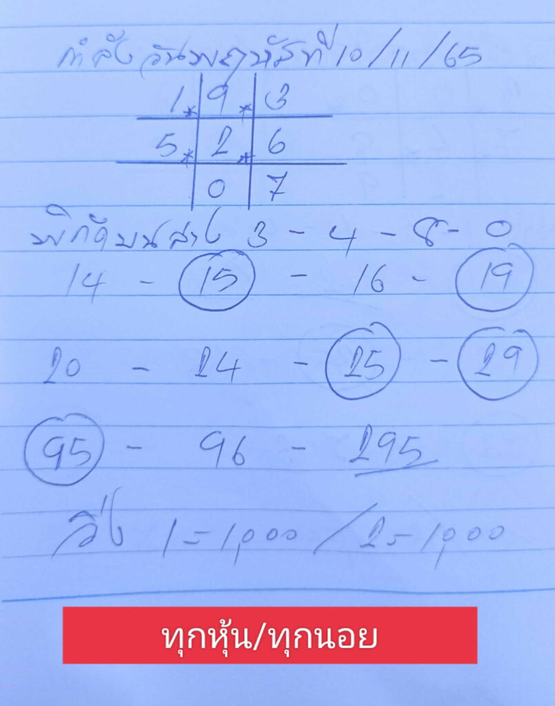 แนวทางหวยฮานอย 10/11/65 ชุดที่ 1