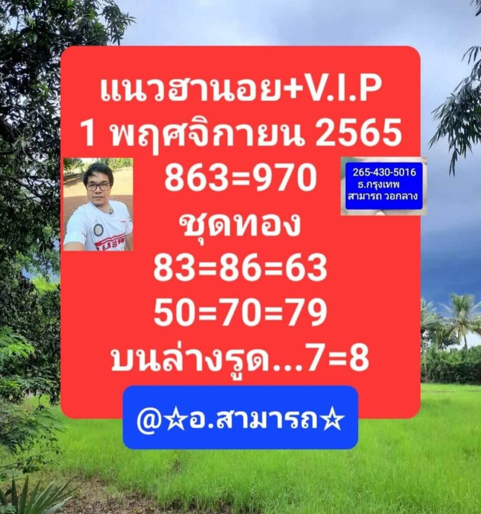 แนวทางหวยฮานอย 1/11/65 ชุดที่ 1