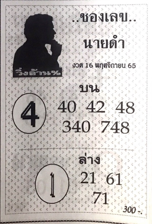 เลขนายดำ 16/11/65