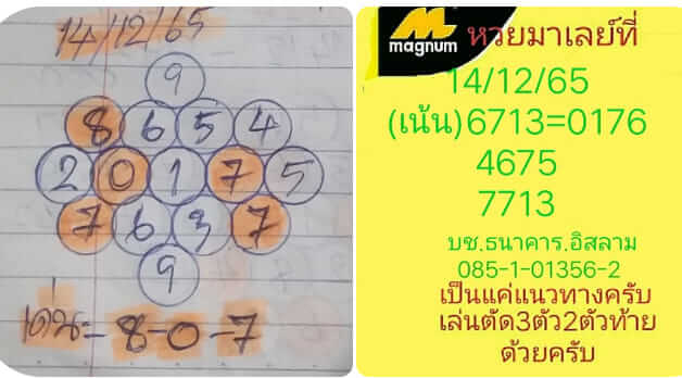 หวยมาเลย์วันนี้ 14/12/65 ชุดที่ 10