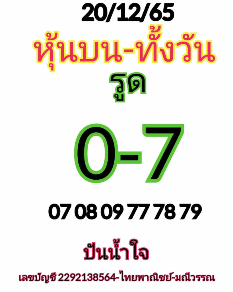 หวยหุ้นวันนี้ 20/12/65 ชุดที่ 6