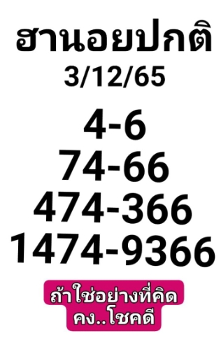 แนวทางหวยฮานอย 3/12/65 ชุดที่ 2