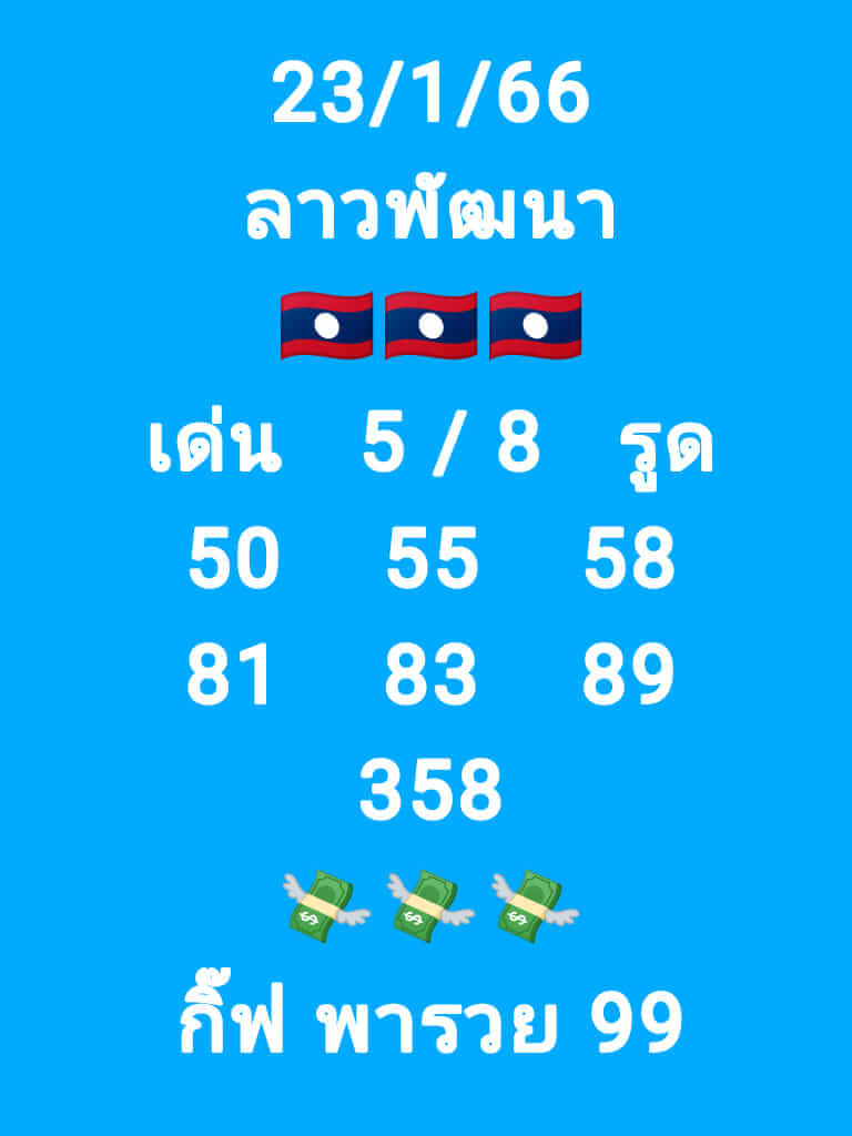 แนวทางหวยลาว 23/1/66 ชุดที่ 8