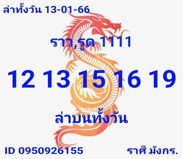 หวยหุ้นวันนี้ 13/1/66 ชุดที่ 7