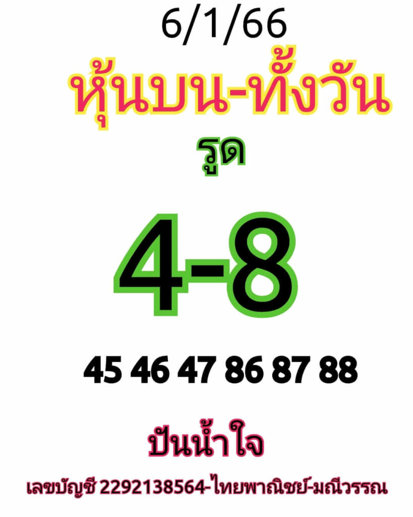 หวยหุ้นวันนี้ 6/1/66 ชุดที่ 10