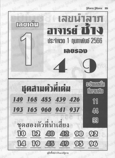 หวยอาจารย์ช้าง 1/2/66