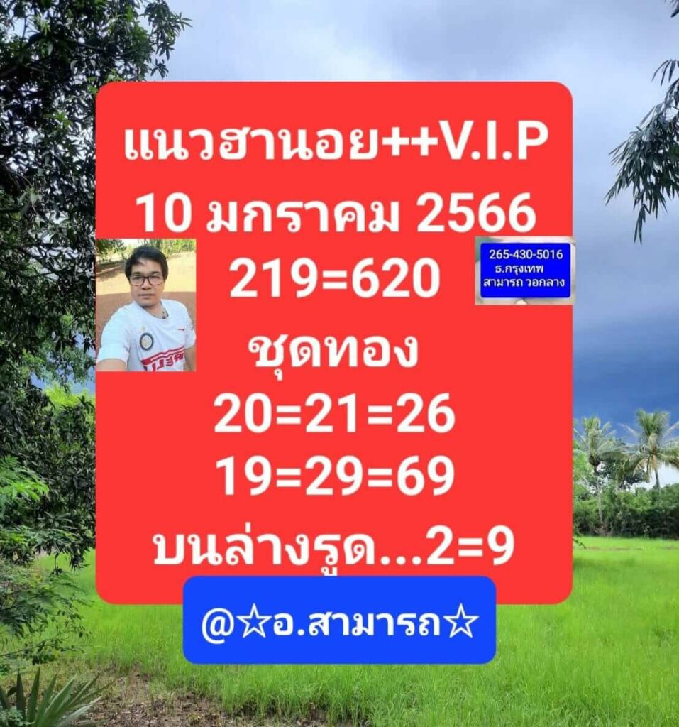 แนวทางหวยฮานอย 10/1/66 ชุดที่ 7