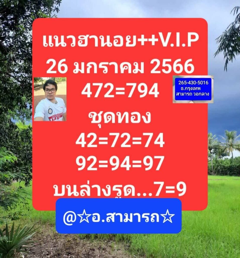 แนวทางหวยฮานอย 26/1/66 ชุดที่ 7