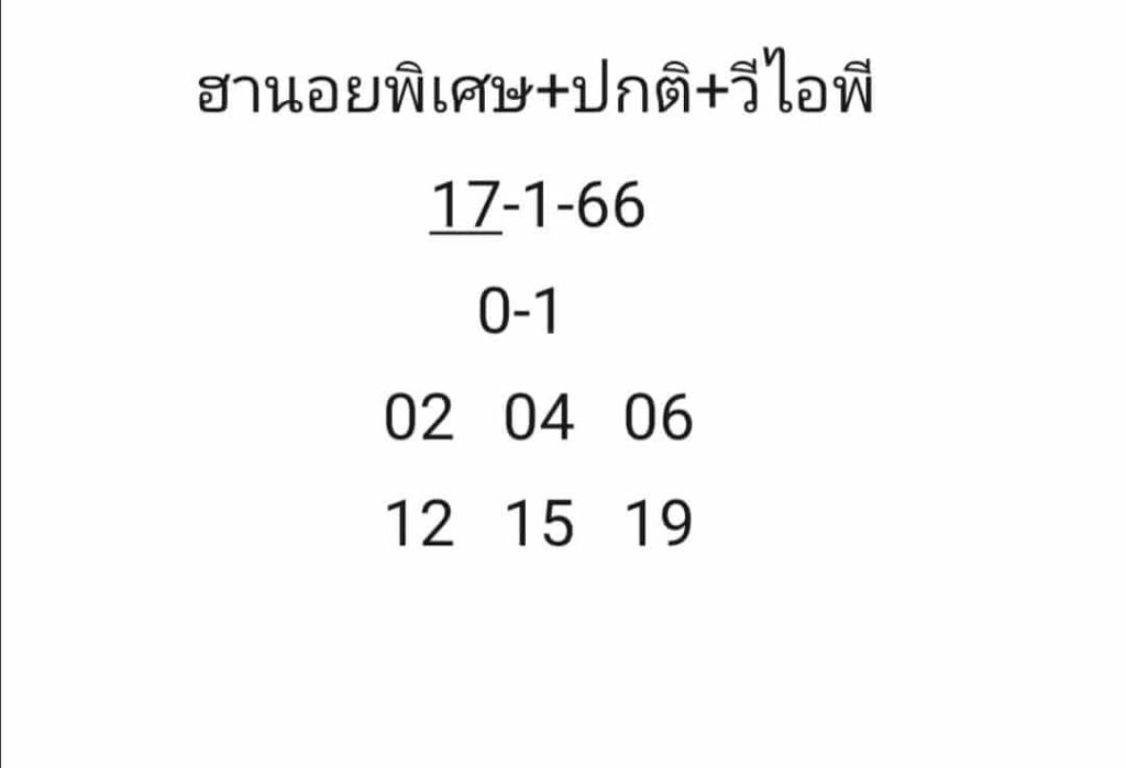 แนวทางหวยฮานอย 17/1/66 ชุดที่ 5