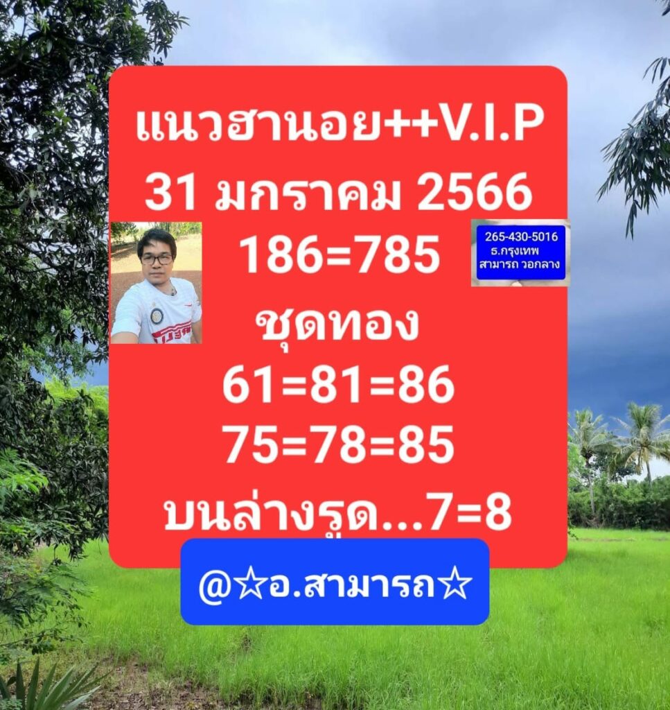 แนวทางหวยฮานอย 31/1/66 ชุดที่ 8