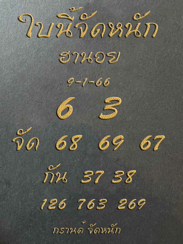 แนวทางหวยฮานอย 9/1/66 ชุดที่ 2