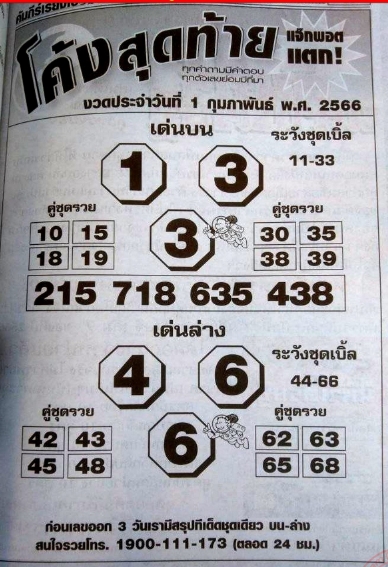 หวยโค้งสุดท้าย 1/2/66