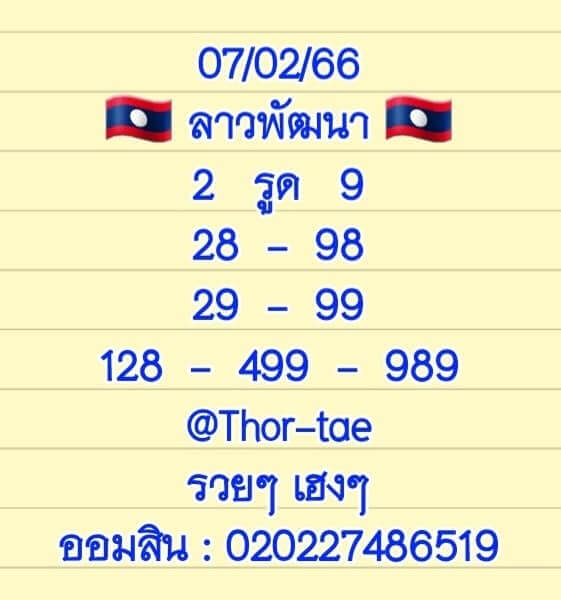 แนวทางหวยลาว 8/2/66 ชุดที่ 1