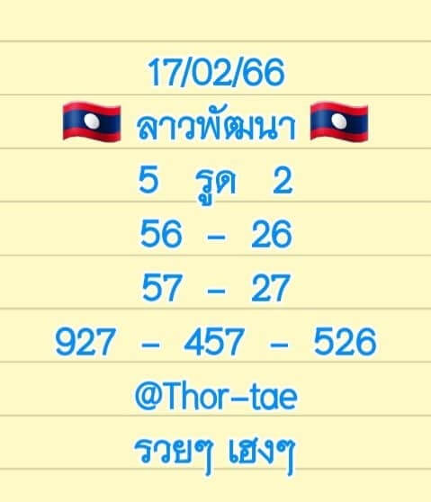 แนวทางหวยลาว 17/2/66 ชุดที่ 1