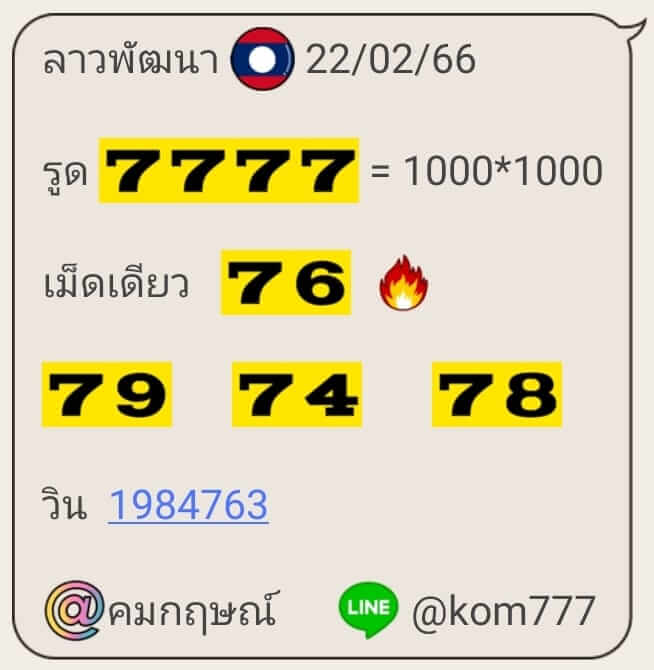 แนวทางหวยลาว 22/2/66 ชุดที่ 5