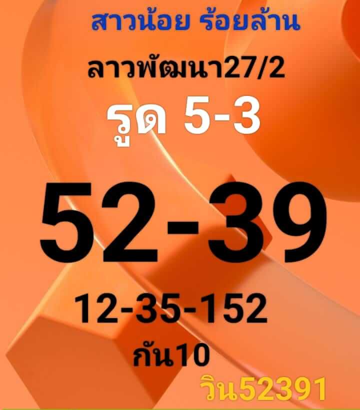 แนวทางหวยลาว 27/2/66 ชุดที่ 3