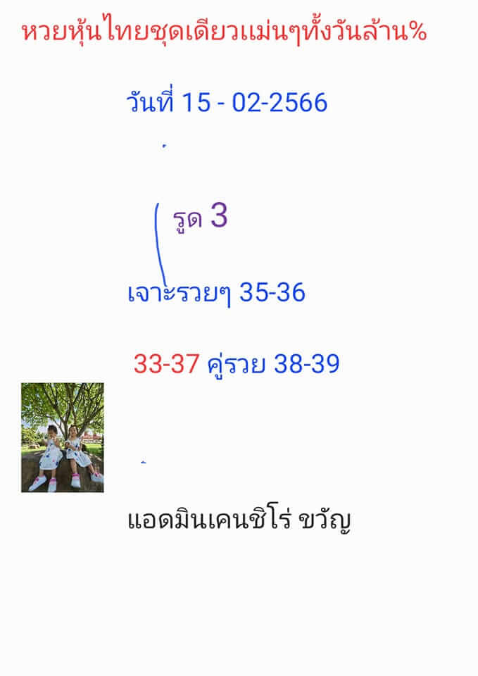 หวยหุ้นวันนี้ 15/2/66 ชุดที่ 2