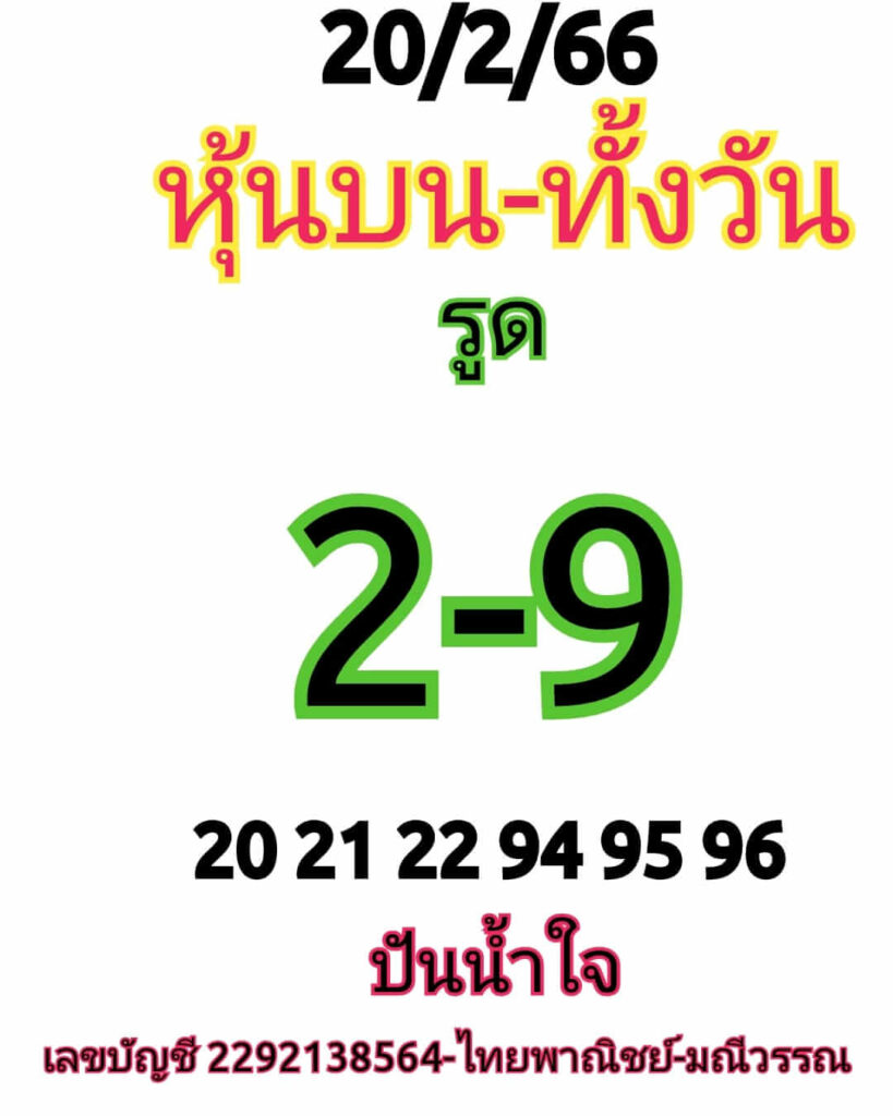 หวยหุ้นวันนี้ 20/2/66 ชุดที่ 6