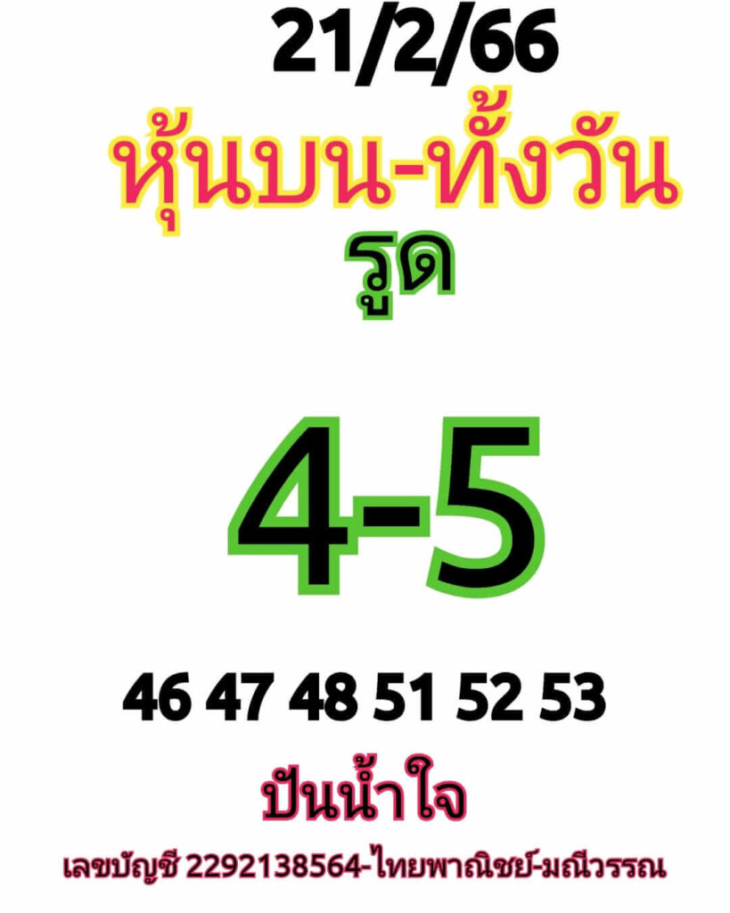 หวยหุ้นวันนี้ 21/2/66 ชุดที่ 7