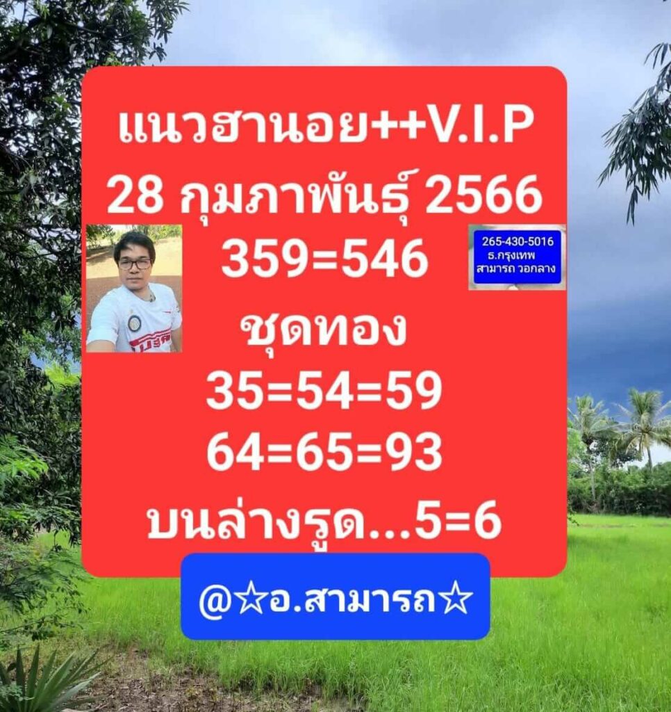 แนวทางหวยฮานอย 28/2/66 ชุดที่ 3