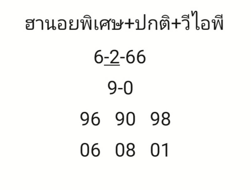 แนวทางหวยฮานอย 6/2/66 ชุดที่ 8