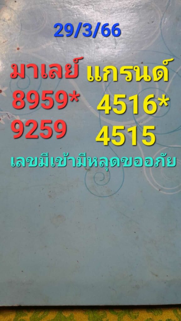 หวยมาเลย์วันนี้ 29/3/66 ชุดที่ 4