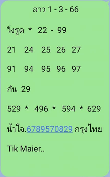 แนวทางหวยลาว 1/3/66 ชุดที่ 9