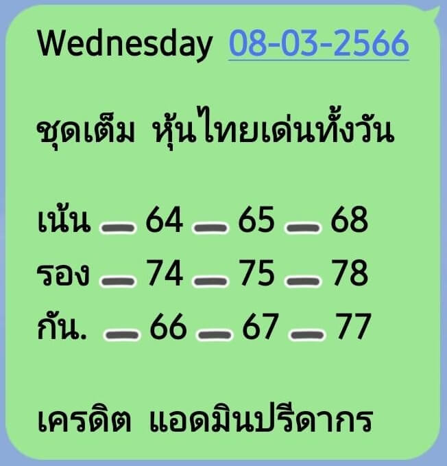 หวยหุ้นวันนี้ 8/3/66 ชุดที่ 2