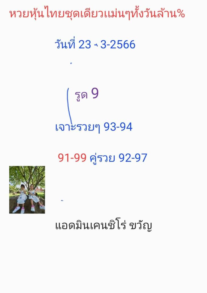 หวยหุ้นวันนี้ 23/3/66 ชุดที่ 3