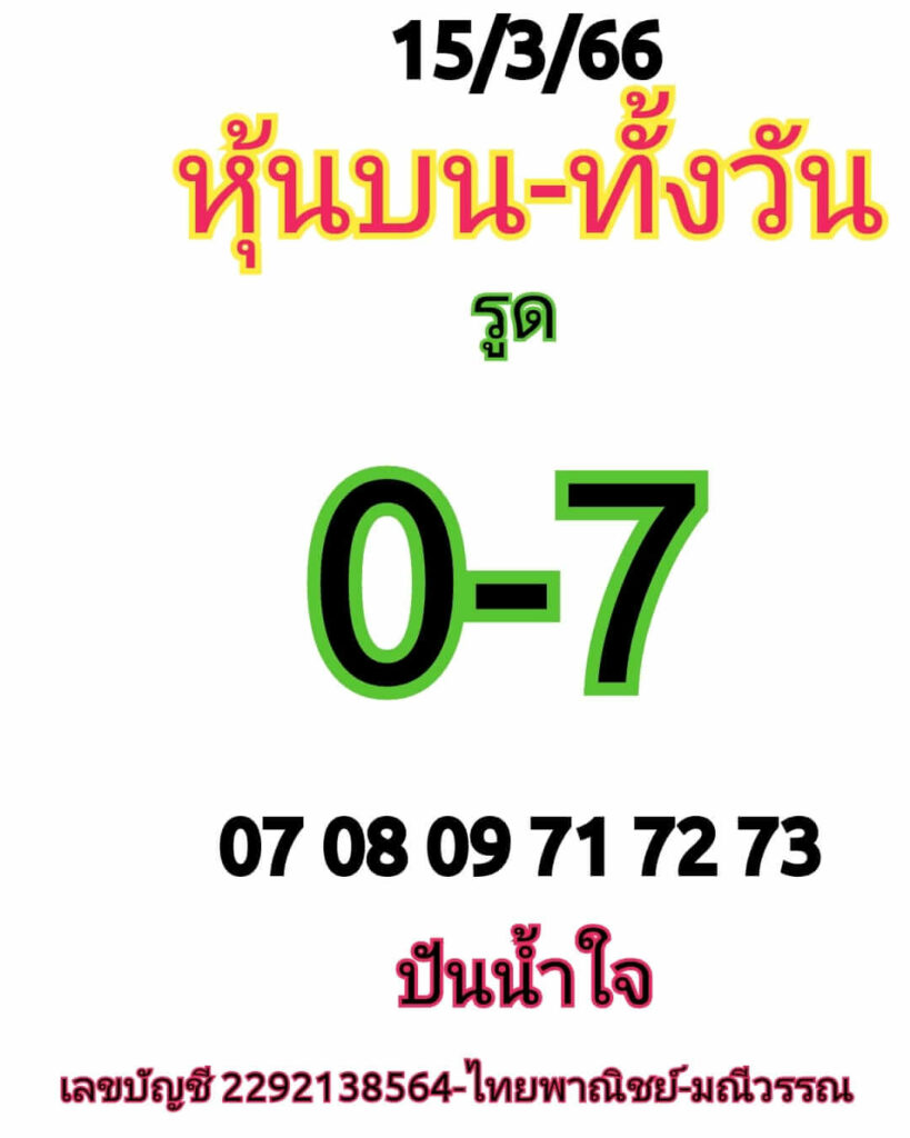 หวยหุ้นวันนี้ 15/3/66 ชุดที่ 4