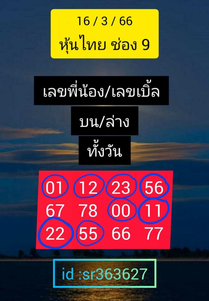 หวยหุ้นวันนี้ 16/3/66 ชุดที่ 7