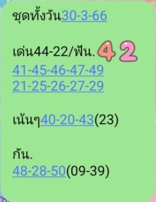 หวยหุ้นวันนี้ 30/3/66 ชุดที่ 8