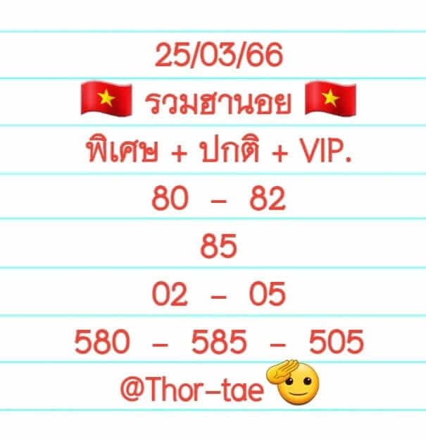 แนวทางหวยฮานอย 25/3/66 ชุดที่ 1