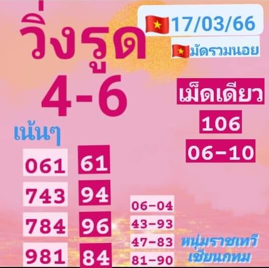 แนวทางหวยฮานอย 17/3/66 ชุดที่ 3