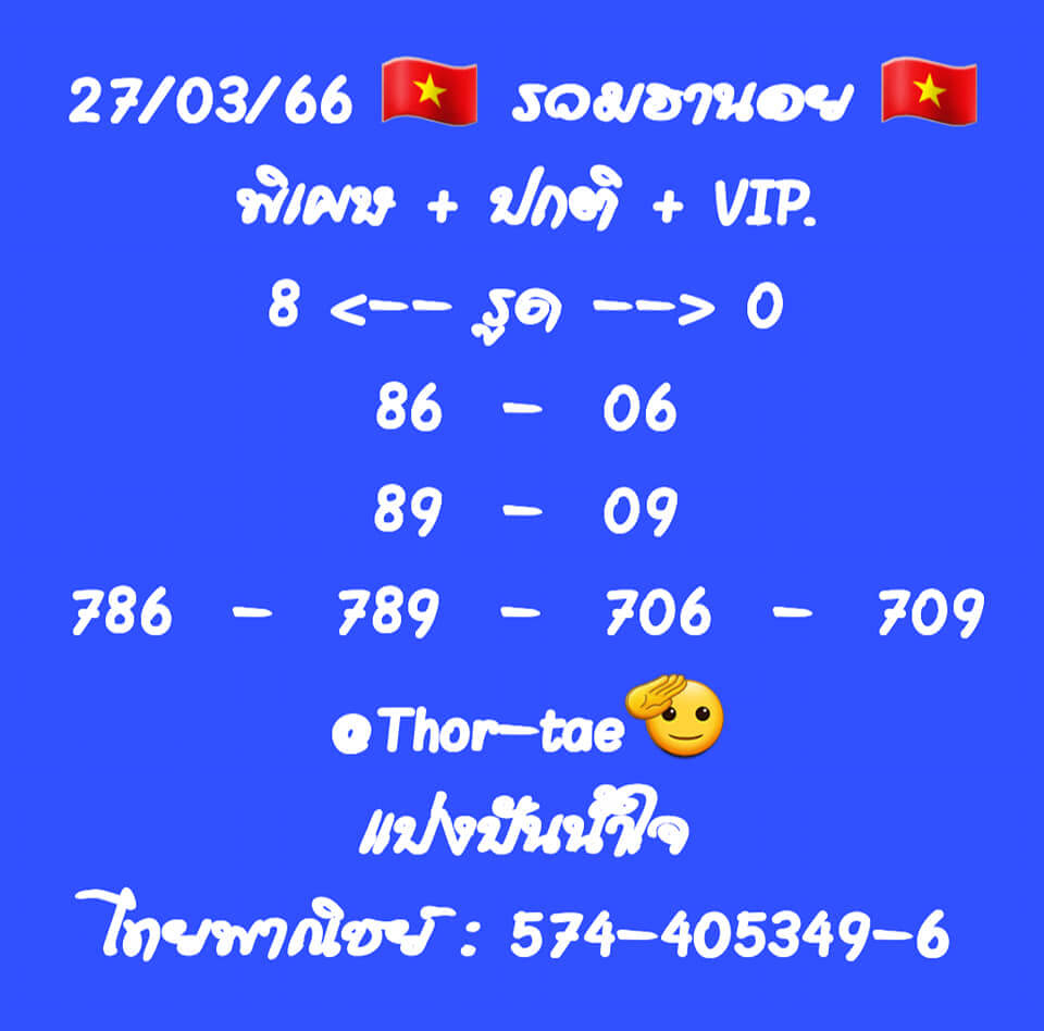 แนวทางหวยฮานอย 27/3/66 ชุดที่ 3