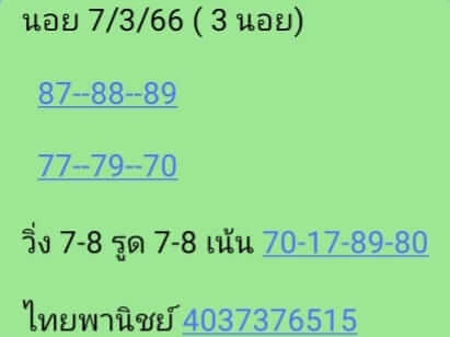 แนวทางหวยฮานอย 7/3/66 ชุดที่ 3