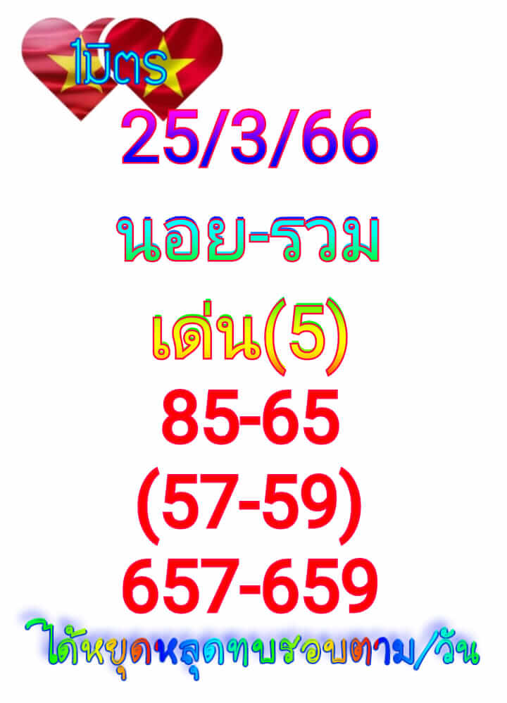 แนวทางหวยฮานอย 25/3/66 ชุดที่ 7