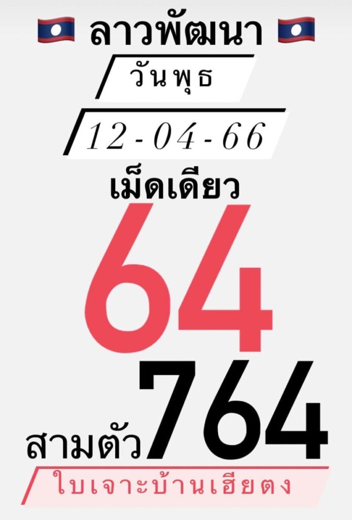 แนวทางหวยลาว 12/4/66 ชุดที่ 6