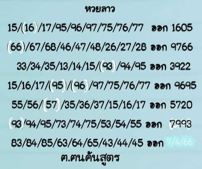 แนวทางหวยลาว 7/4/66 ชุดที่ 8